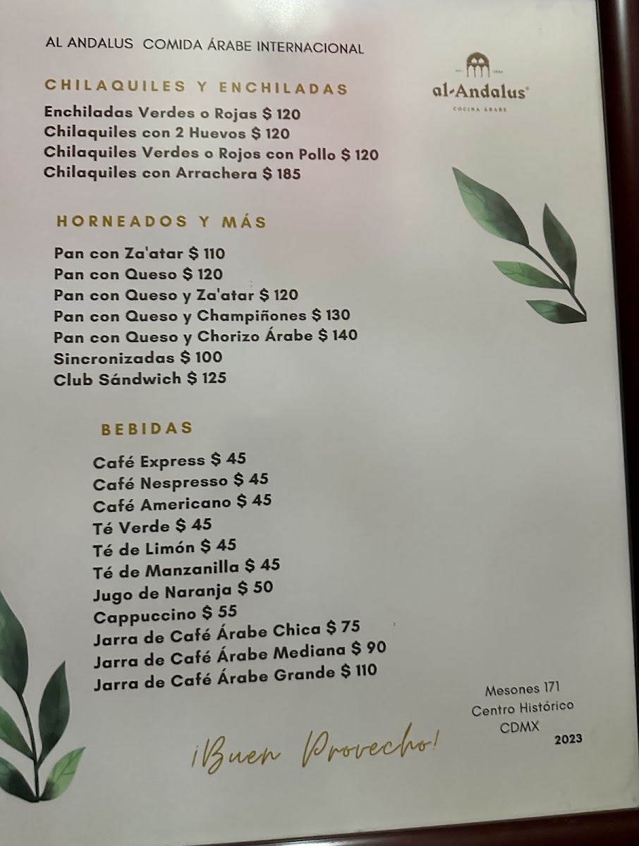 Menu - Al AndalusPhoto 6