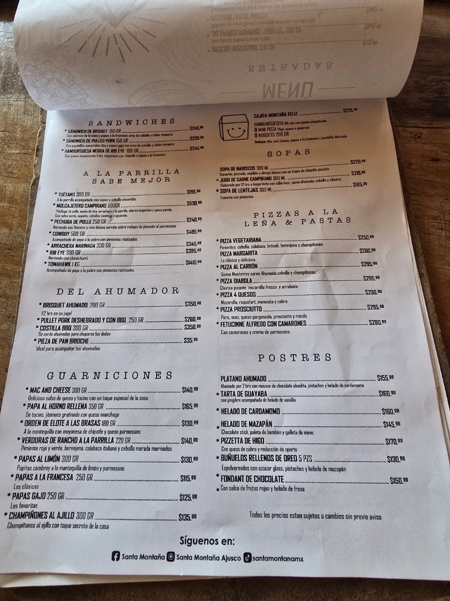 Menu - Santa MontañaPhoto 2