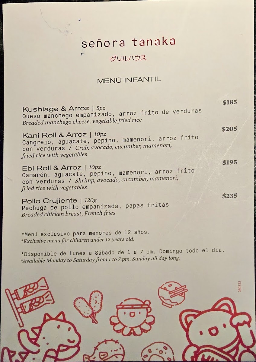 Menu - Señora Tanaka MasarykPhoto 2