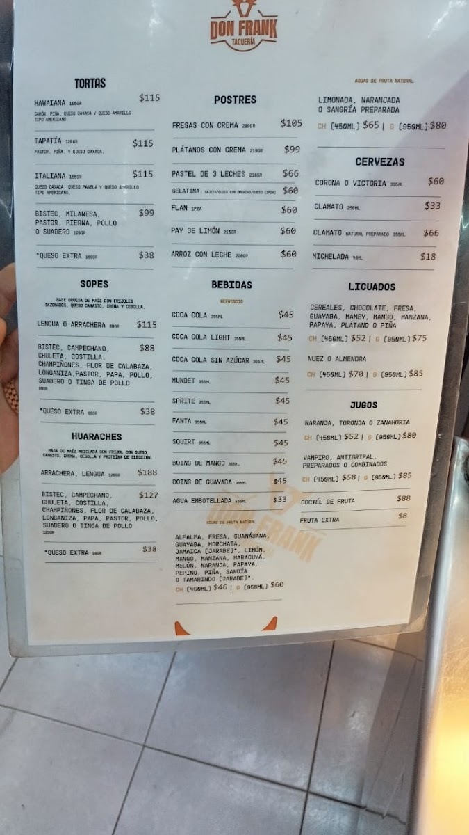 Menu - Taquería Don FrankPhoto 3
